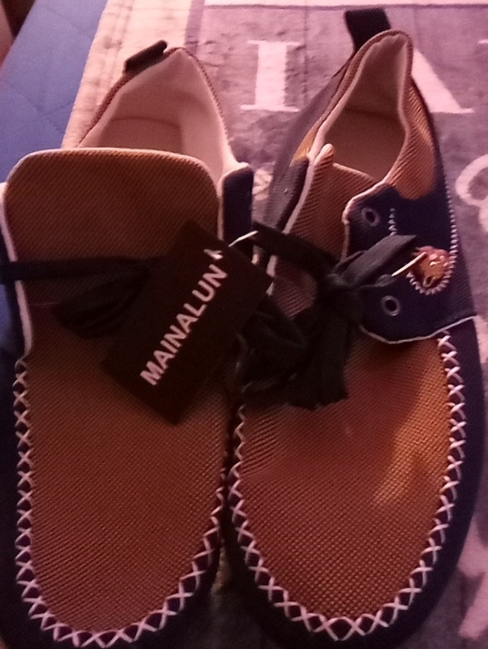 Men's Two-Tone Brown & Navy Casual Slip-On Loafers